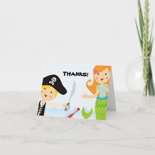 Pirate and Mermaid Party thank you notecard
