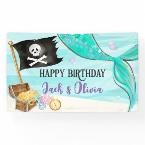 Pirate and Mermaid Tail joint Birthday Banner