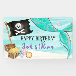 Pirate and Mermaid Tail joint Birthday Banner