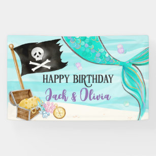 Pirate Themed Birthday Banner - Digital Happy Birthday Banner