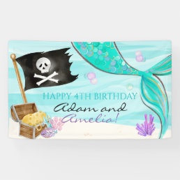 Pirate and Mermaid Tail joint Birthday Banner