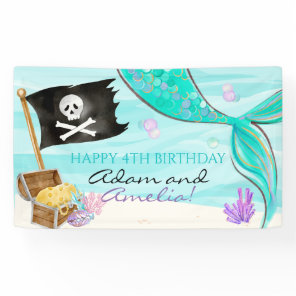 Pirate and Mermaid Tail joint Birthday Banner