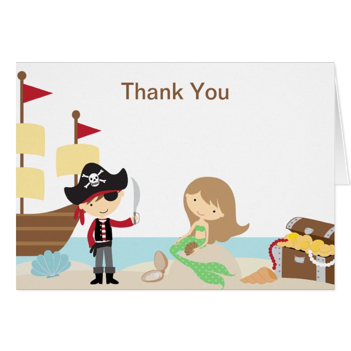 Pirate and Mermaid Thank You Note Cards