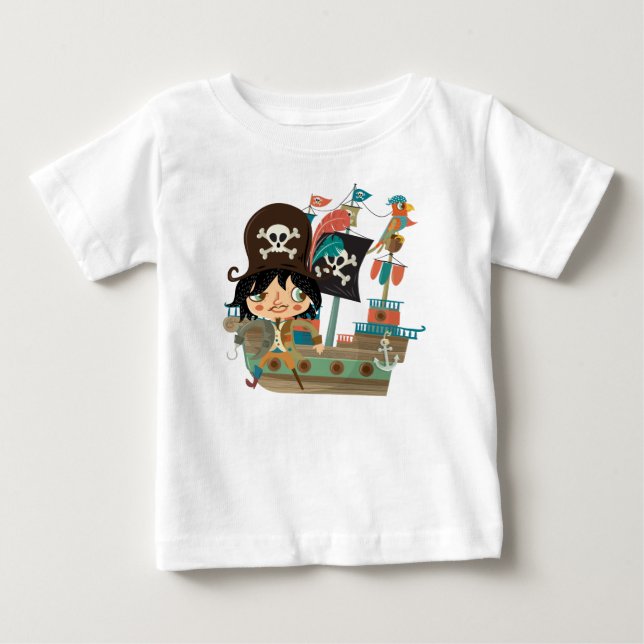 Pirate and Pirate Ship Baby T-Shirt (Front)