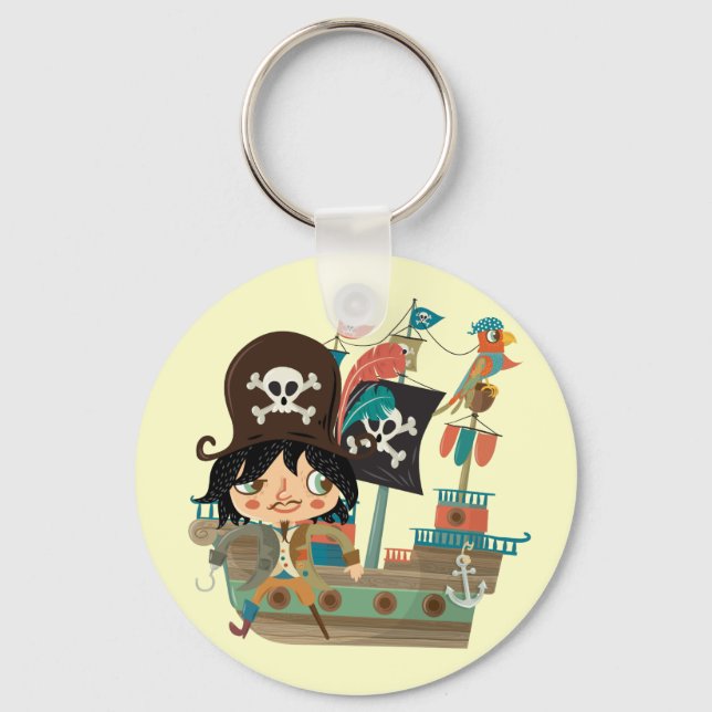 Pirate and Pirate Ship Keychain (Front)