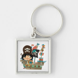 Pirate and Pirate Ship Keychain