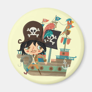 Pirate and Pirate Ship Magnet