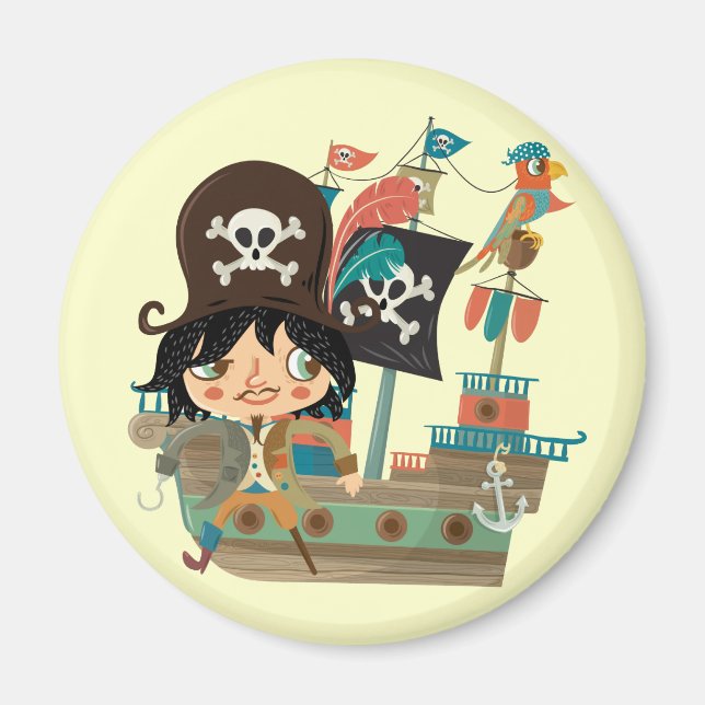 Pirate and Pirate Ship Magnet (Front)
