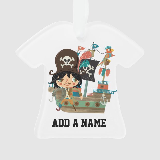 Pirate and Pirate Ship Ornament (Front)