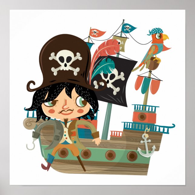 Pirate and Pirate Ship Poster (Front)