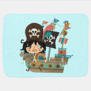 Pirate and Pirate Ship Receiving Blanket