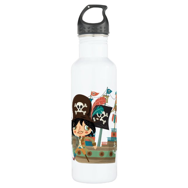 Pirate and Pirate Ship Water Bottle (Front)