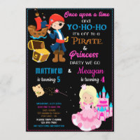 Pirate and Princess birthday invitation Two theme