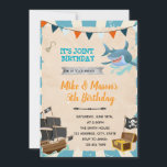 Pirate and shark birthday party invitation<br><div class="desc">Pirate and shark birthday party invitation</div>