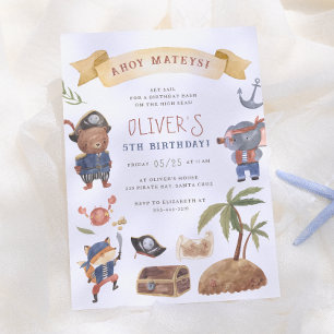 Pirate Animals Birthday Party Invitation