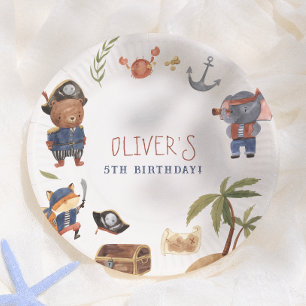Pirate Animals Boy Birthday Party Paper Plates