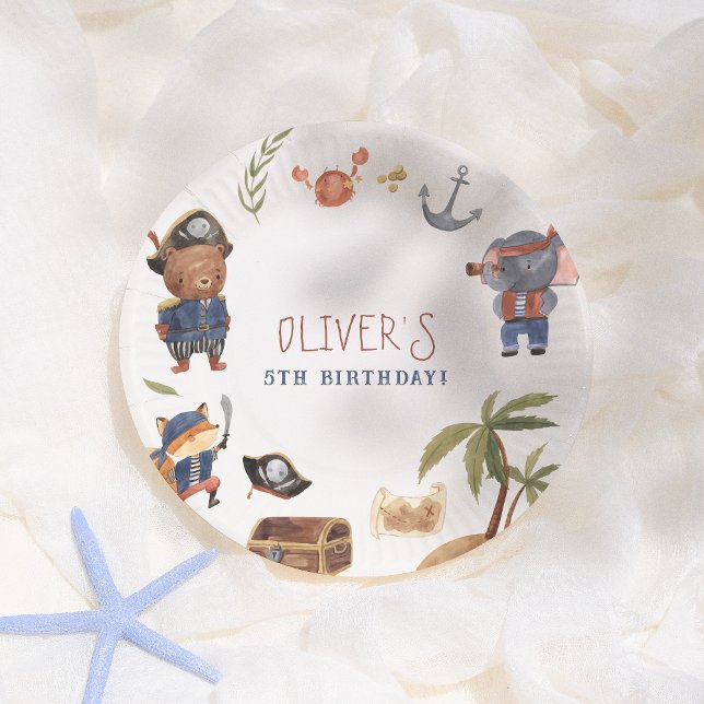 Pirate Animals Boy Birthday Party Paper Plates (Creator Uploaded)