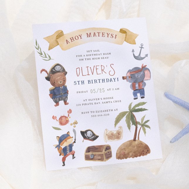 Pirate Animals Budget Birthday Party Invitation (Creator Uploaded)