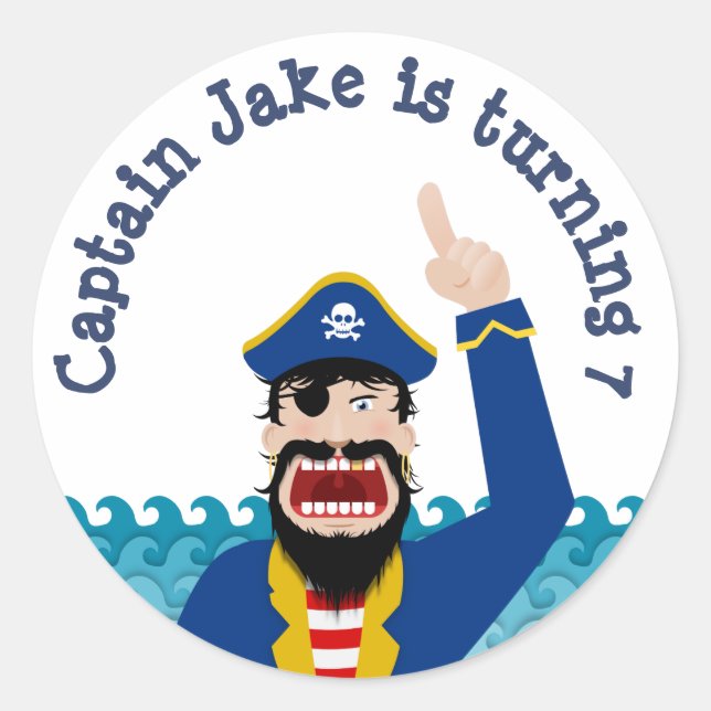 Pirate Announcement Classic Round Sticker (Front)