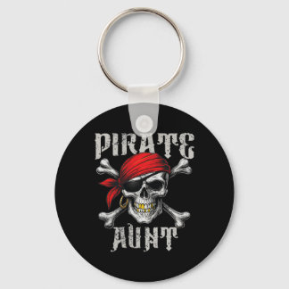 Pirate Aunt Jolly Roger Flag And Skull Crossbones  Keychain
