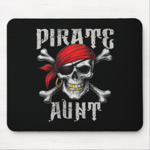 Pirate Aunt Jolly Roger Flag And Skull Crossbones Mouse Pad