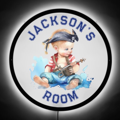 Pirate Baby Boy Blue Personalized  LED Sign
