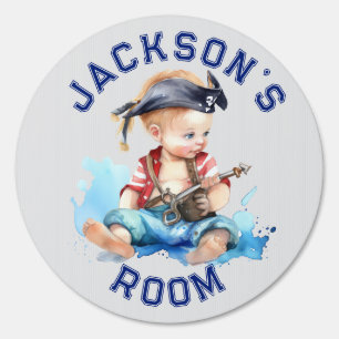Pirate Baby Boy Blue Personalized  Sign