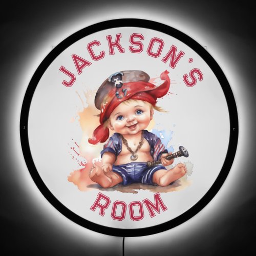Pirate Baby Boy Red Personalized  LED Sign