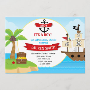 Pirate Baby Shower Invitation 5x7 Card