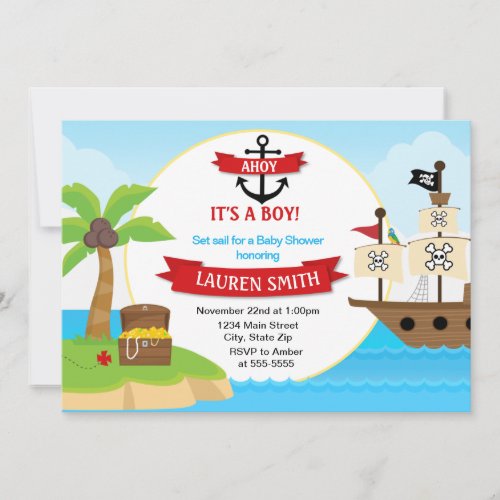 Pirate Baby Shower Invitation 5x7 Card