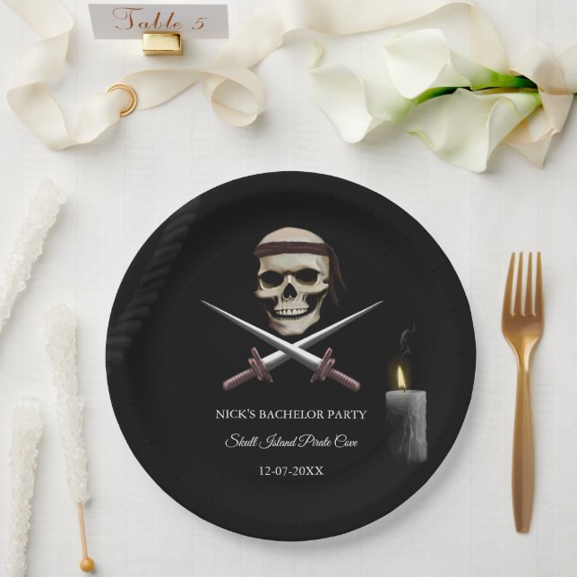 Pirate Bachelor / Birthday Party - pirate-themed Paper Plates (Wedding)