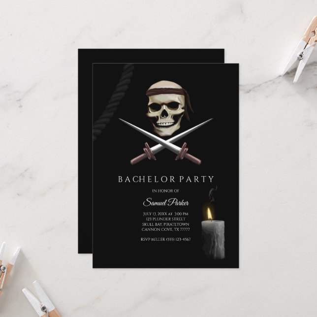 Pirate Bachelor Party - pirate-themed Invitation (Front/Back In Situ)