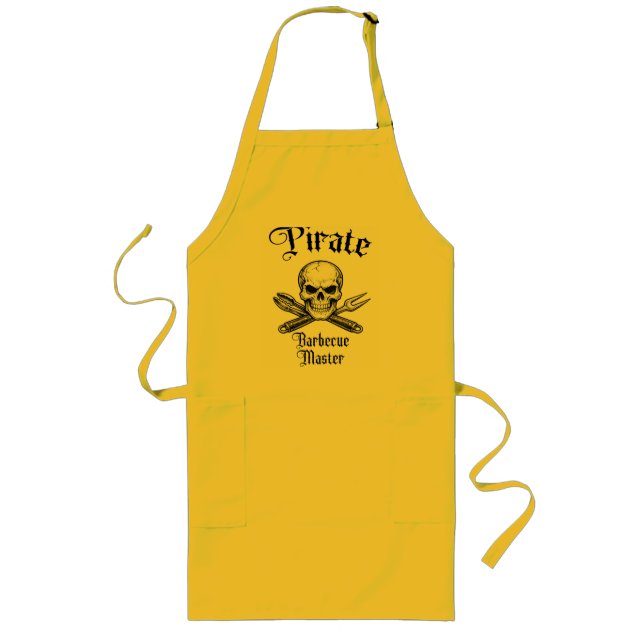 Pirate Barbecue Master Skull Design Long Apron (Front)