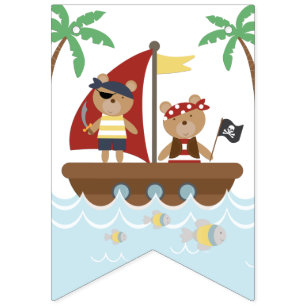 Pirate Bear Boys Pirate Birthday Party Bunting Flags