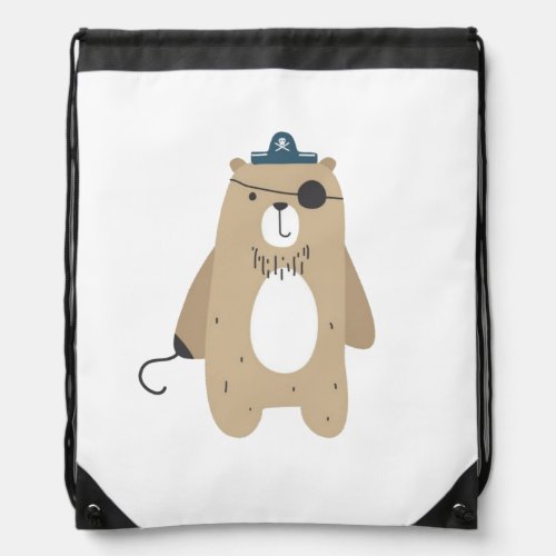 Pirate Bear  Drawstring Bag