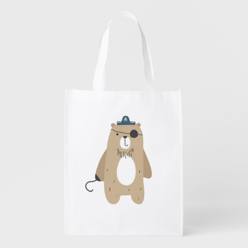 Pirate Bear  Grocery Bag