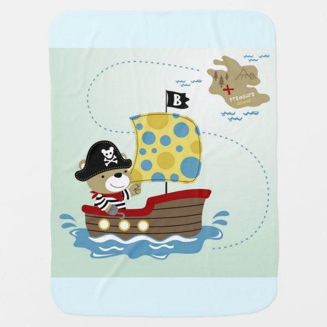 Pirate Bear Hunting For Treasure Stroller Blanket (Front)