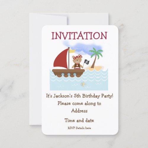 Pirate Bear on the High Seas Birthday Invite