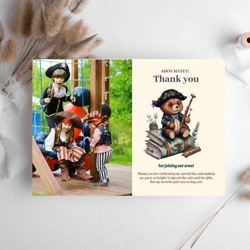 Pirate Bear Themed Birthday Party Thank You Card