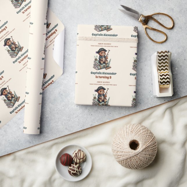 Pirate Bear Themed Birthday Party Wrapping Paper (Crafts)