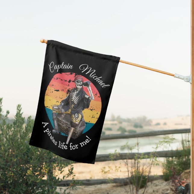 Pirate Birthday Adventure House Flag (Insitu (Back))
