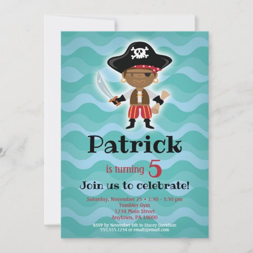 Pirate Birthday African American Invitation Boys