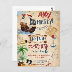 Pirate Birthday Ahoy Boy Party Postcard