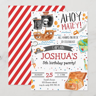 Pirate Birthday Ahoy Pirate Boy Party Invitation