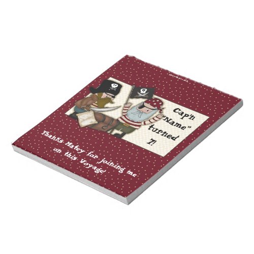 Pirate Birthday Candy Bar Wrapper Party Favor Notepad
