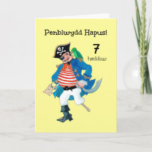 Pirate Birthday Card to Personalize Welsh Greeting
