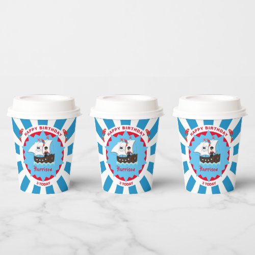 Pirate Birthday Cute Kids Birthday Personalized Paper Cups
