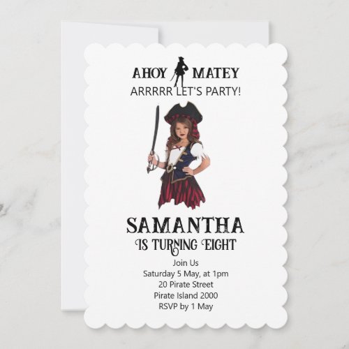 Pirate Birthday Girl Invitation