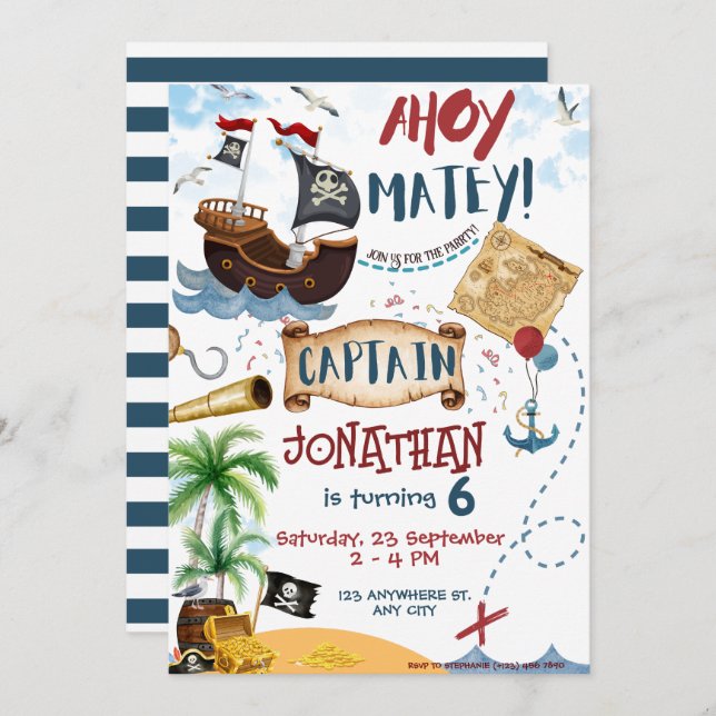 Pirate Birthday Invitation (Front/Back)