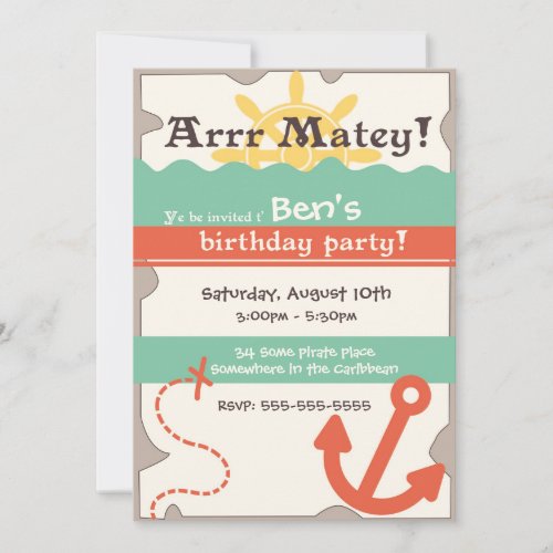 Pirate birthday invitation